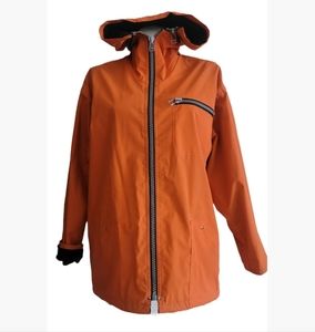 UNISEX Waterproof Windproof Orange Jacket with Hoodie